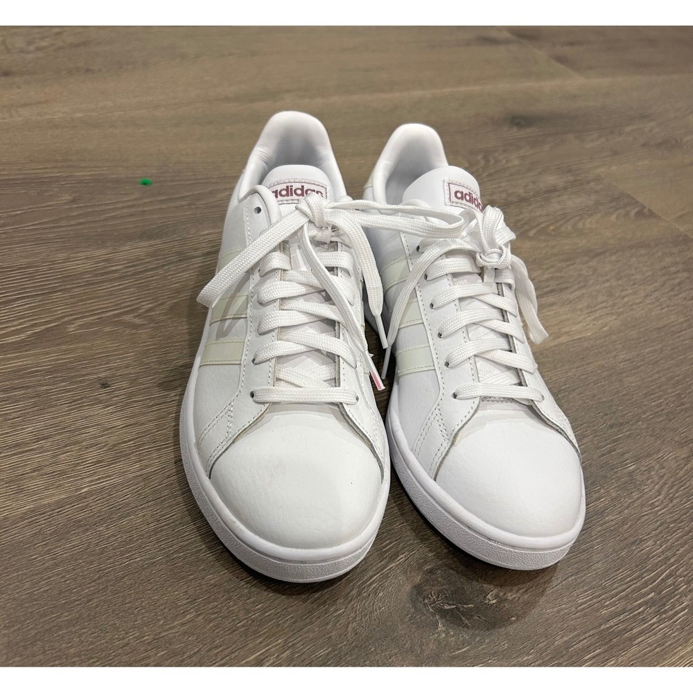 Adidas Grand Court White Iridescent Maroon Sneakers FZ4261 Womens 8.5 - Picture 3 of 9